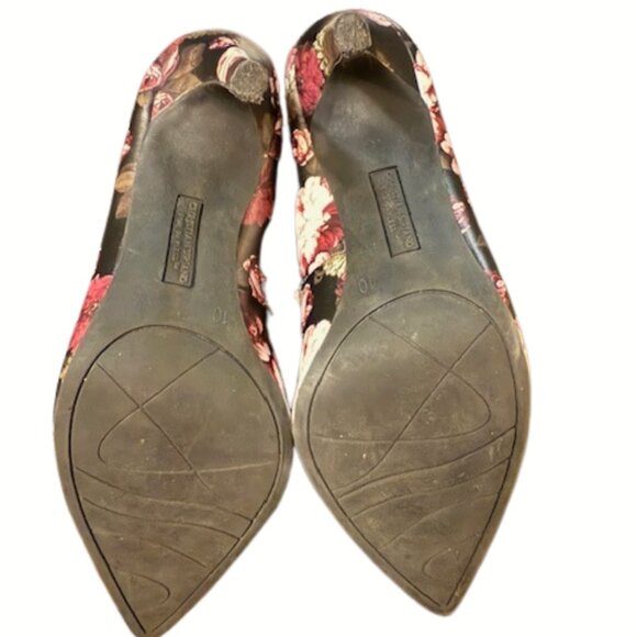 Christian Siriano | Purple Rose Floral Heels Slip On Pointed Toe Women Size 10 - Picture 4 of 6